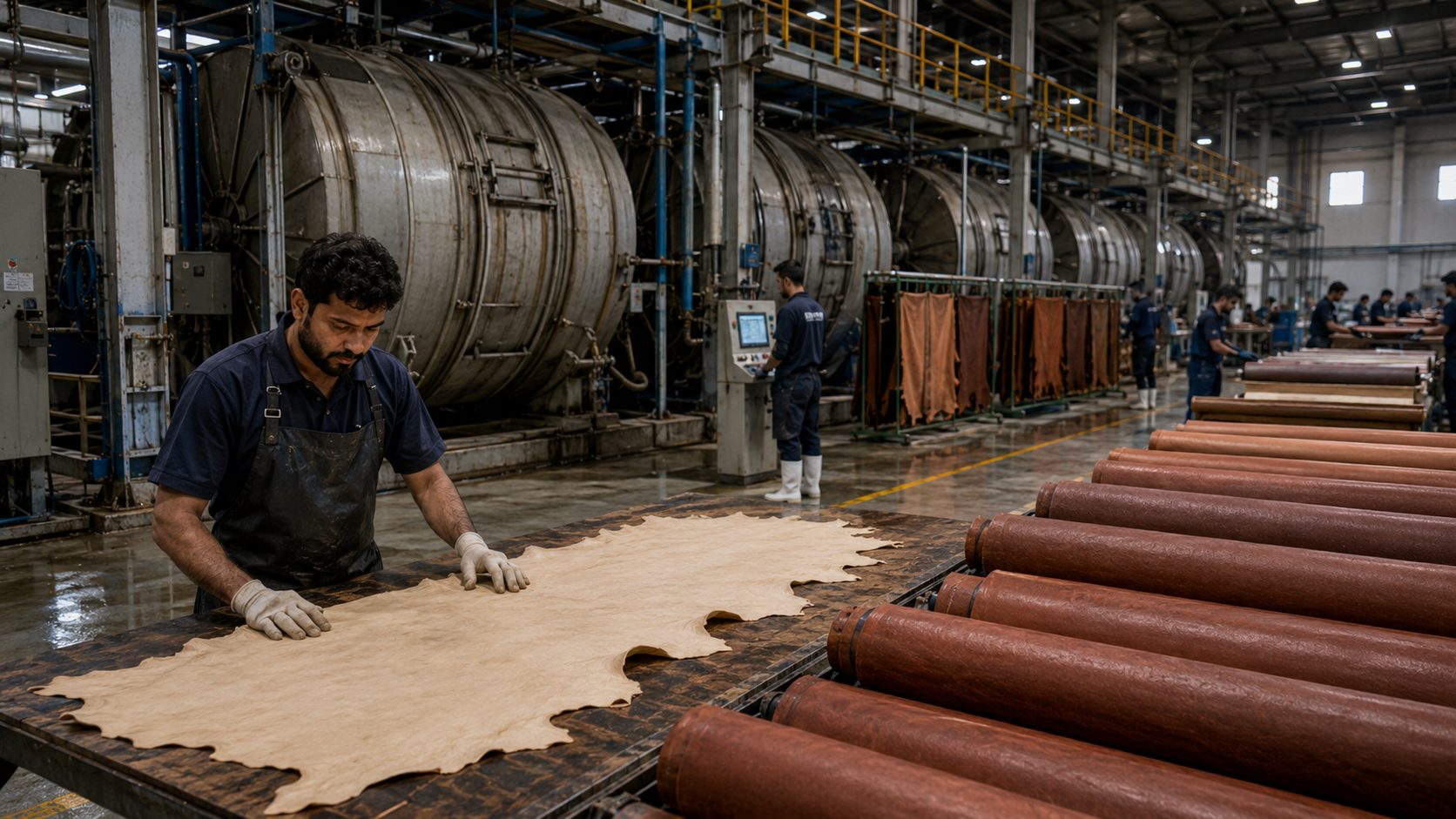 Industrielle Gerbereimaschine für die aufwendige Verarbeitung von Sattelleder